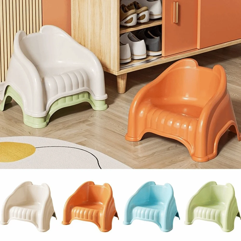 Non-slip Creative Small Board Stool Simple Ergonomic Small Stool with Backrest Comfortable Plastic Baby Bath Chair Daily Seating