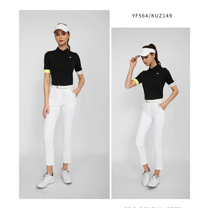 PGM New Golf Women\'s Short Sleeve Women White and Black S-XL T-shirt Summer Breathable Soft Quick Dry Soft Golf Wear YF564