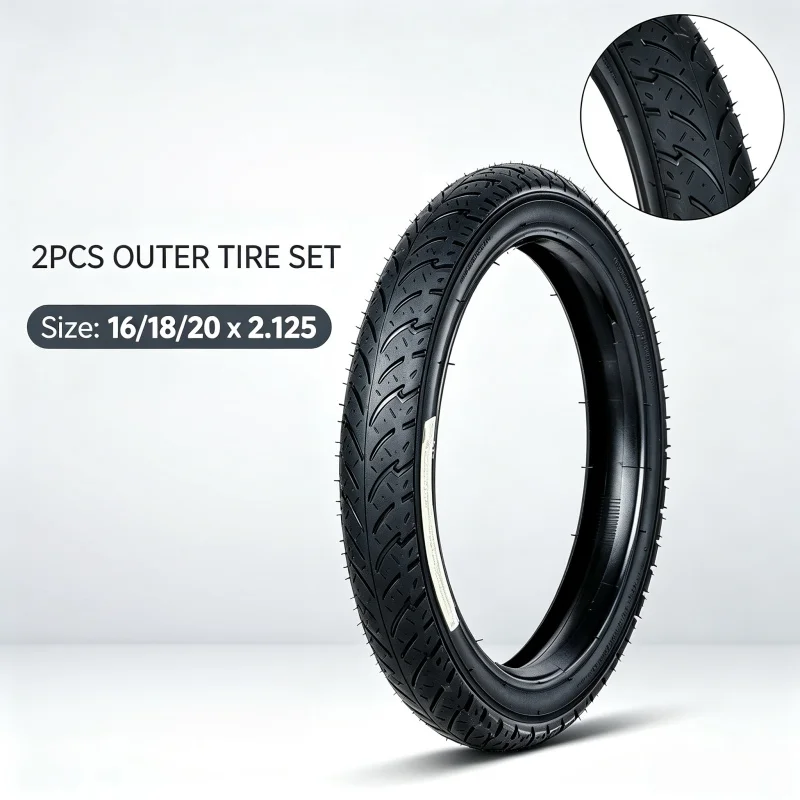 2pcs 16x2.125 18x2.125 20x2.125 Semi Slick Bicycle Tire Kids Bike Outer Tyre Replacement Mountain Urban City Cycling Parts