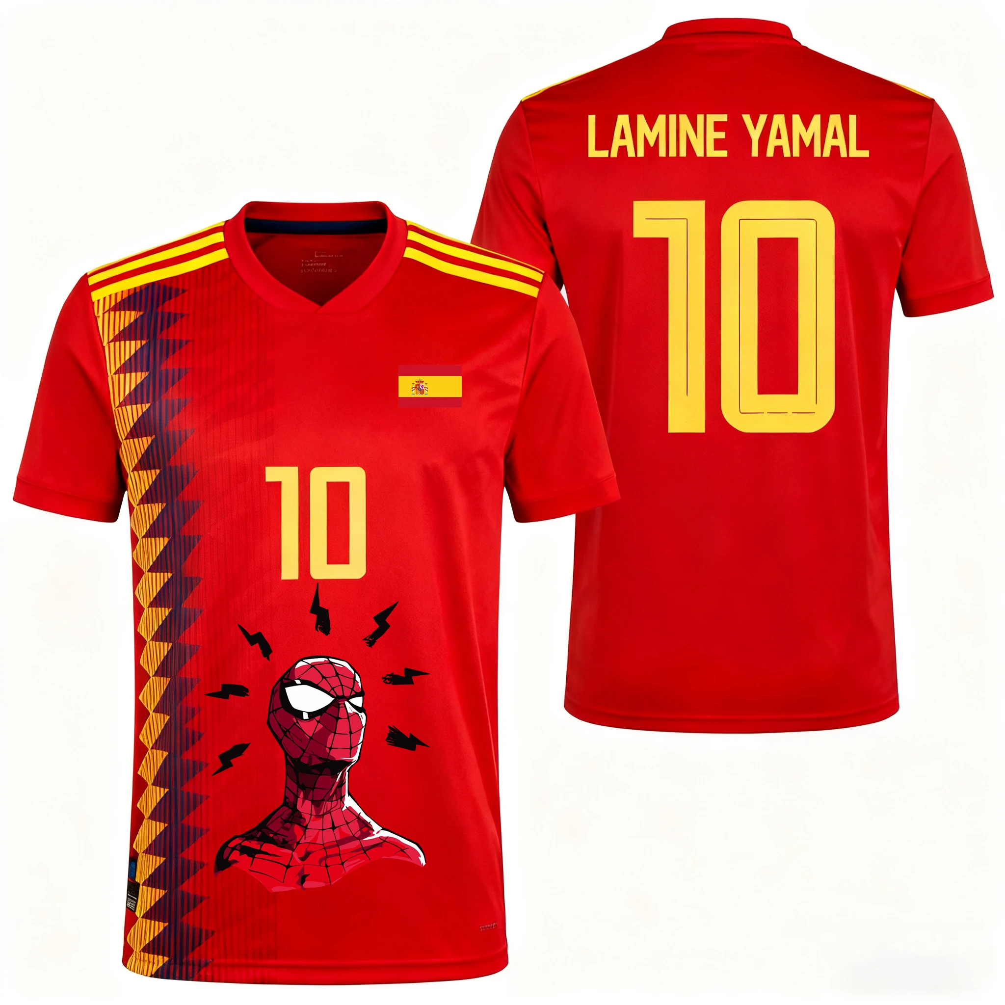 Spider-man printed Yamal No. 10 football jersey Autumn Sports Leisure Dry Quickly Men's T-Shirt Kid's Clothing Tee Y2k Woman