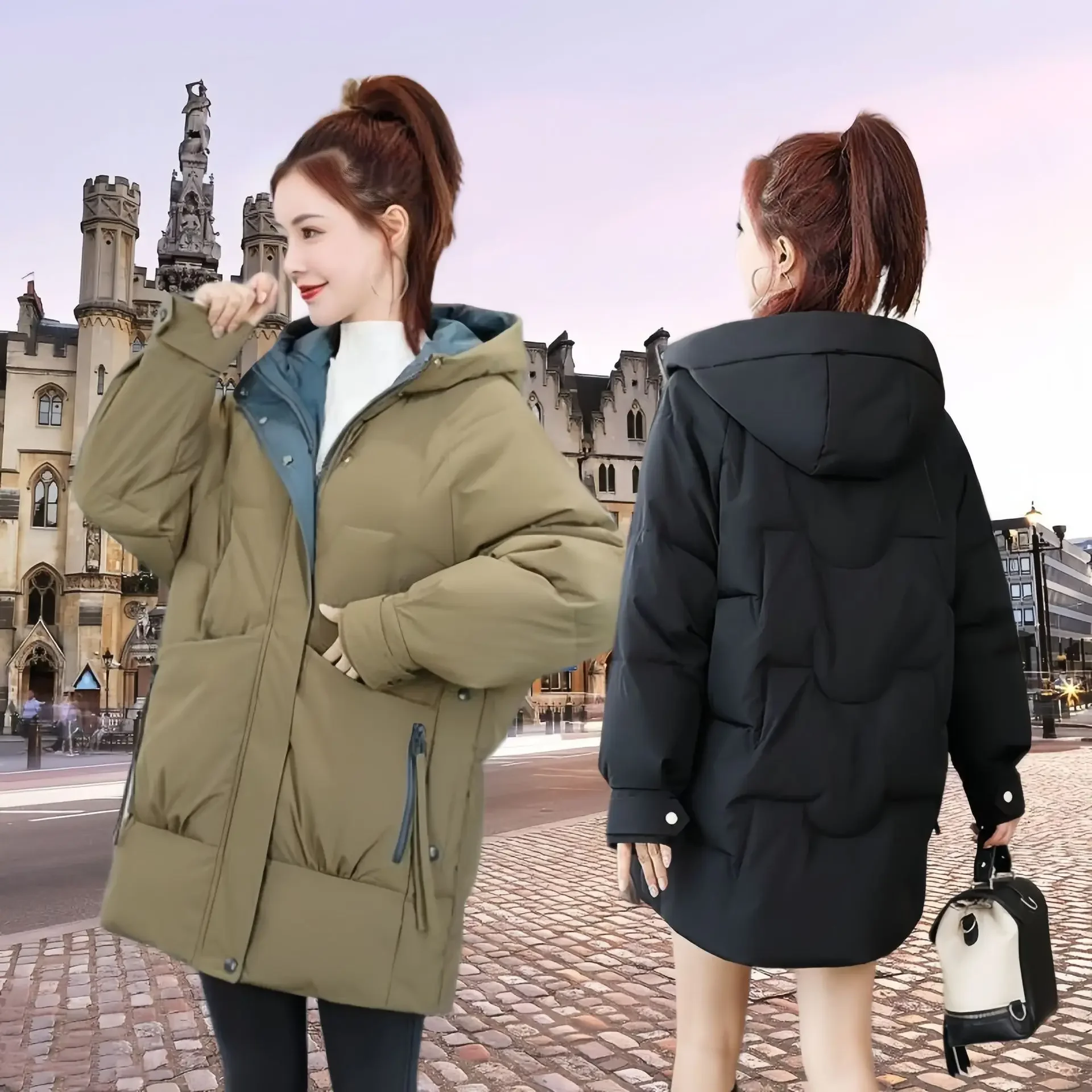 Women's Parkas Coat Casual New Korean Loose and Thick Cotton Jacket Regular Zipper Women Clothing Autumn Winter White S-XXL