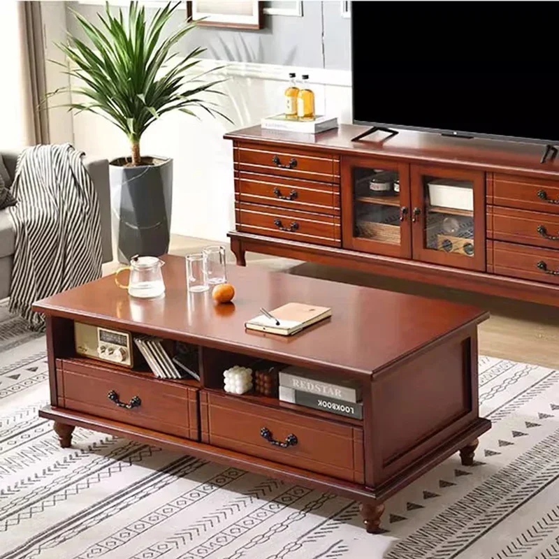 

Drawers Storage Coffee Table Luxury Writing Dinner Wood Side Table Standing Moving Designer Mesas Bajas Lounge Suite Furniture