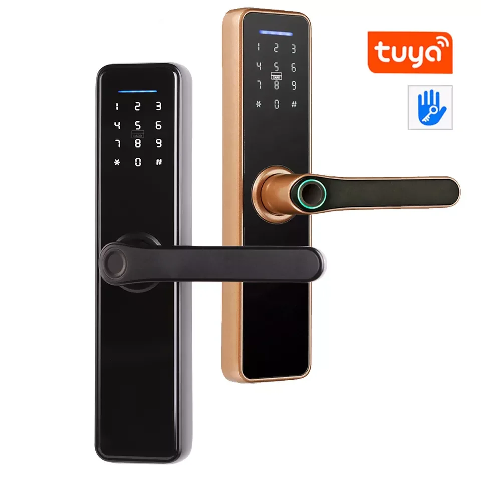 

TT alexa Keyless Electric Card Code Combination Electronic Deadbolt Door Lock with Tuya Smart Life APP