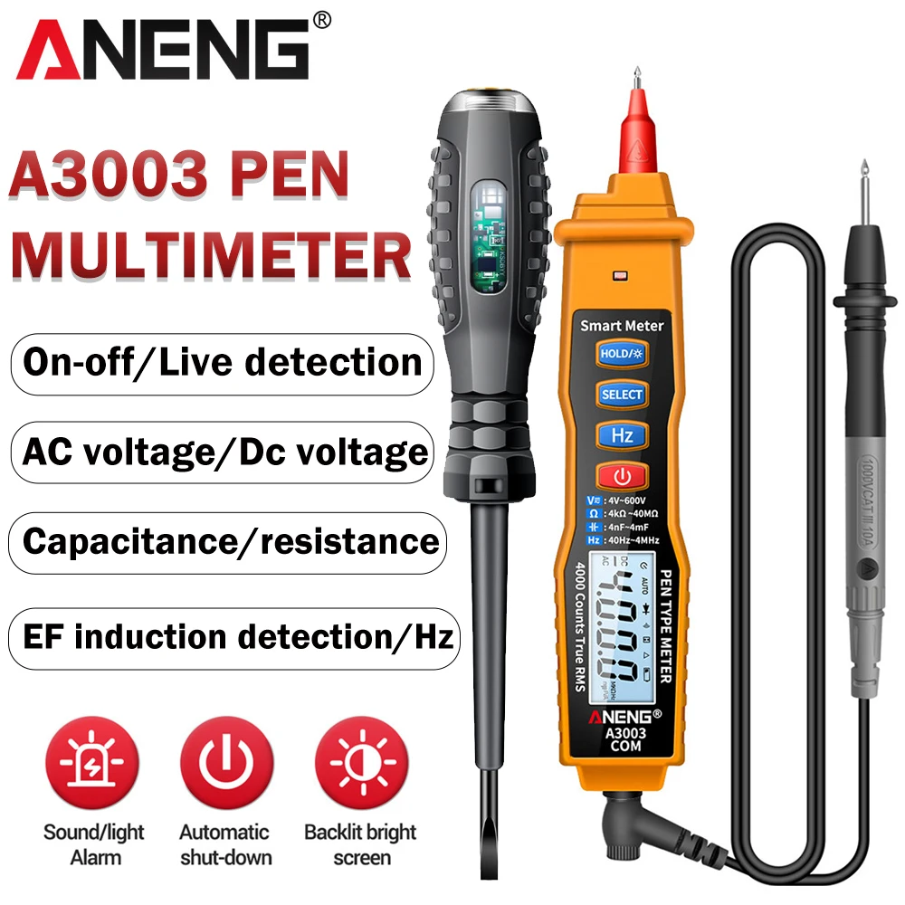 

ANENG A3003 Digital Multimeter Pen Handheld Digital AC/DC Voltage Induction Zero Fire+B05 Neon Bulb Indicator Electrician Tools