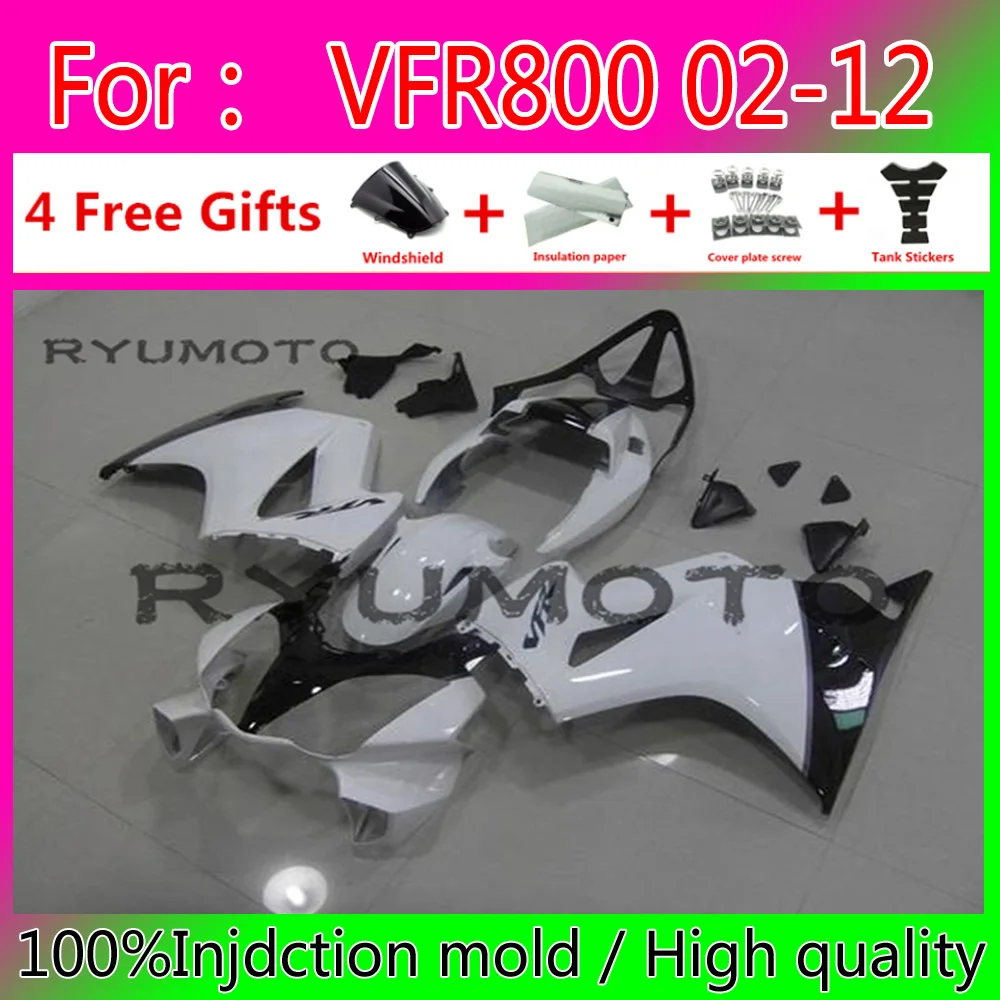 ABS Motorcycle Injection Mold Fairings Kit Fit For Vfr800 VFR 800 02 03 04 05 06 07 08 09 10 11 12 Bodywork fairing white