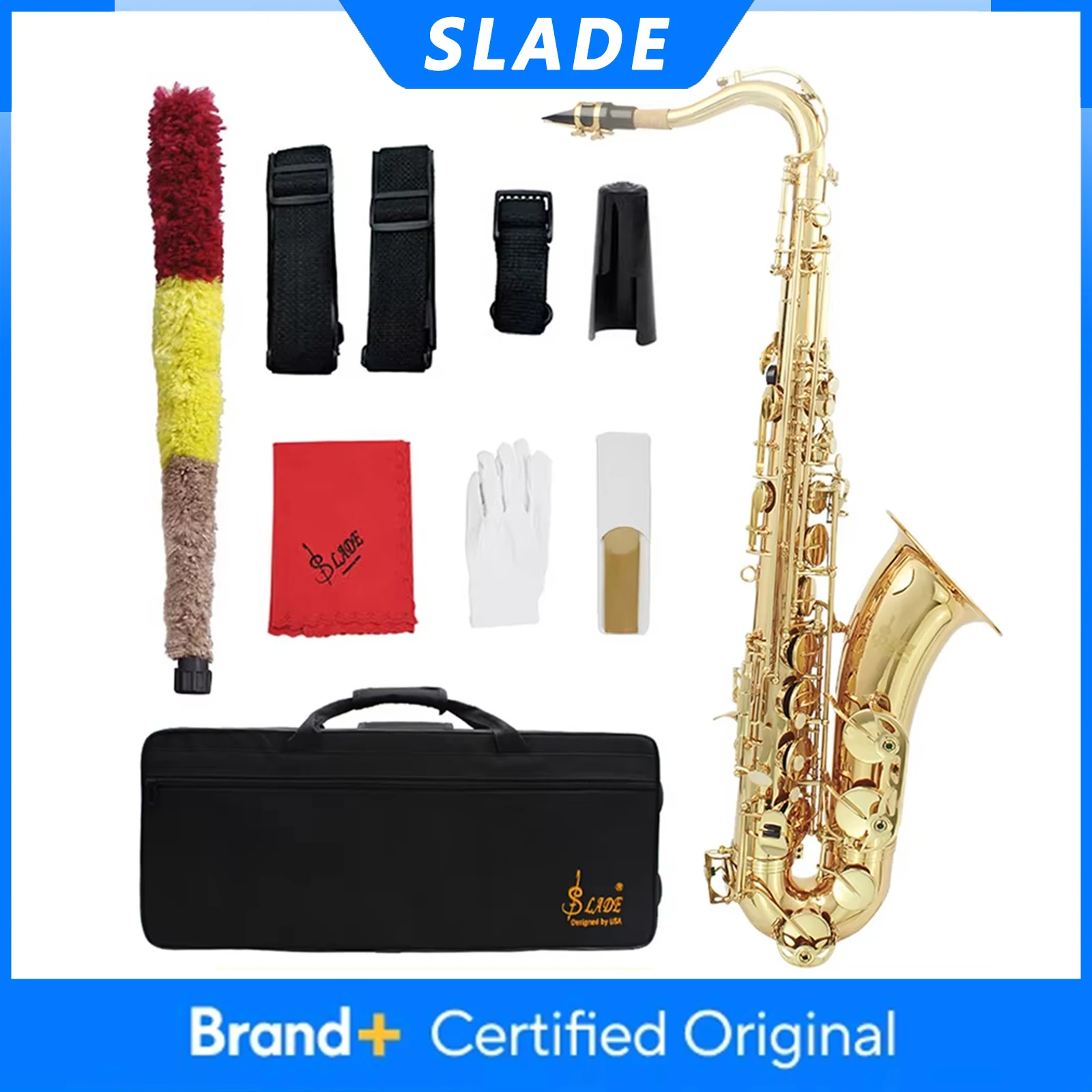 

SLADE Tenor Saxophone Brass Body Bb Sax WT950 Golden Saxofone Woodwind Instrument with Case Reeds Gloves Parts & Accessories