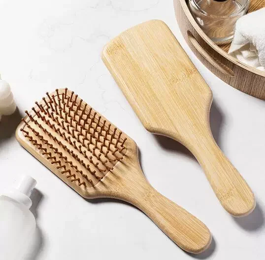Escova de cabelo pente couro cabeludo cuidados com o cabelo saudável pente de bambu pente de madeira profissional saudável almofada de pá perda de cabelo escova de massagem 1pc