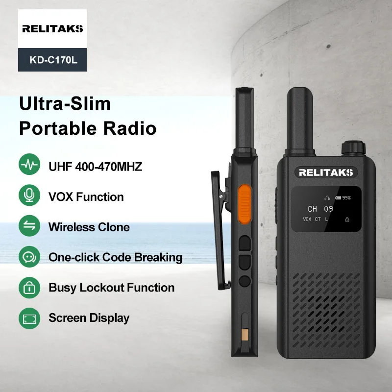 RELITAKS Two way radio include 2PCS Mini Walkie-talkies PMR446 Slim LCD Screen Rechargeable for Restaurant Boutique Store