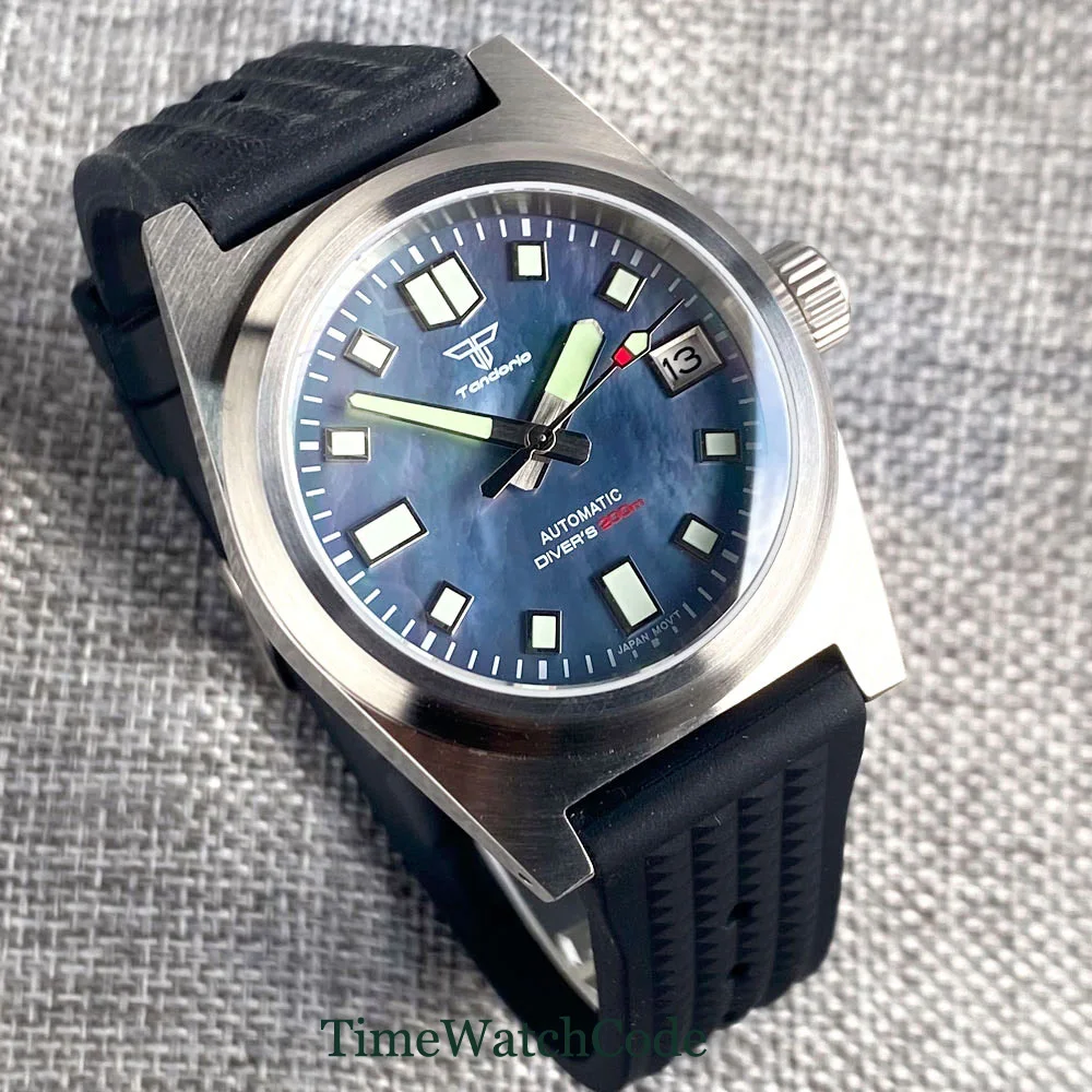 Tandorio Diver Automatic Men‘s Watch 38mm NH35 Movement 200m Water Resist AR Coating Sapphire Glass Mother of Pearl Shell Dial