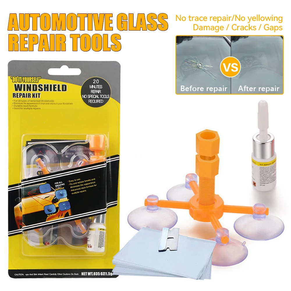 Windshield Repair Kit Quick Fix Car Cracked Glass Windscreen Resin Sealer DIY Window Screen Polishing Windshield/Cracks/Chip