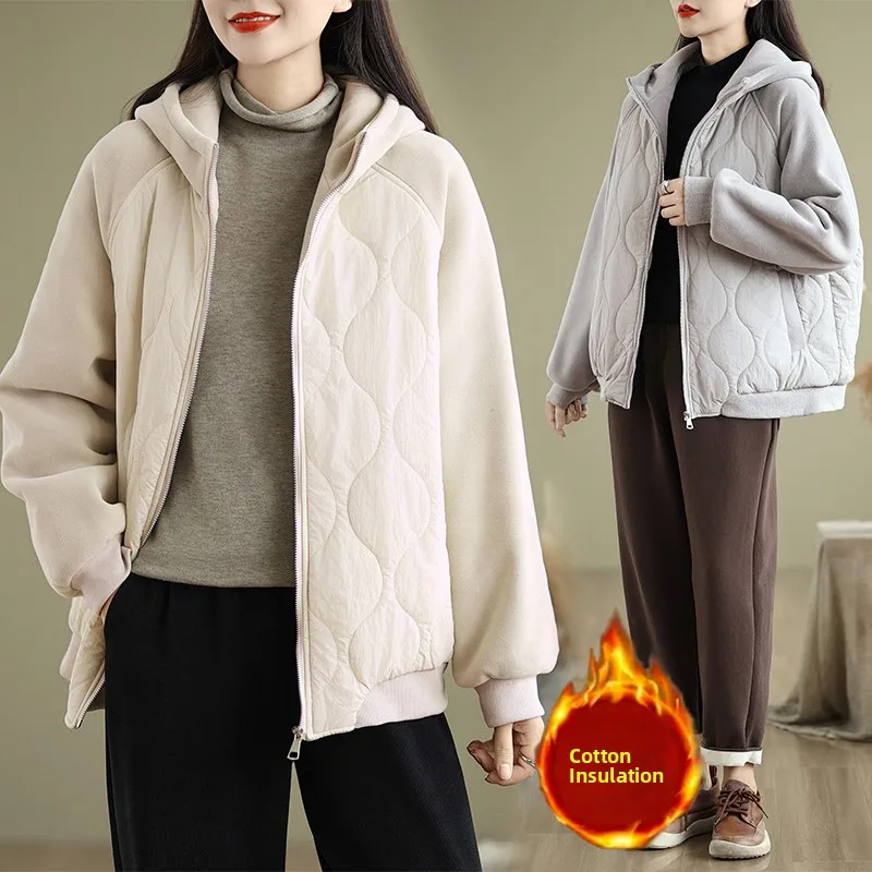 

Fashionable Cotton Jacket Women's Loose Lazy Style Winter Warm Casual European Style Interlined Cotton Outerwear