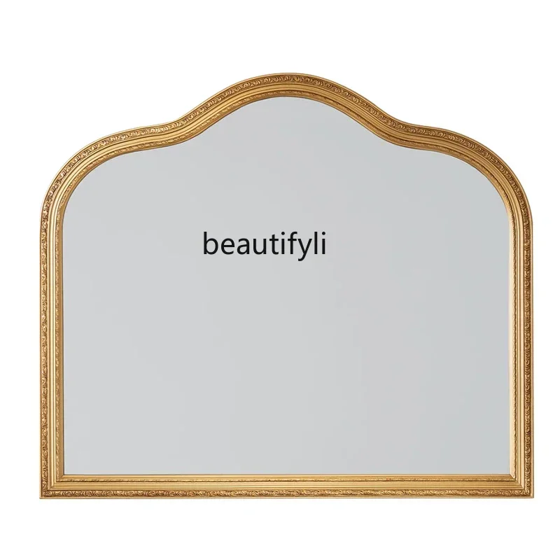 

NEW European-style carved bathroom mirror wall-mounted special-shaped LED bathroom mirror wall-mounted makeup mirror defogging