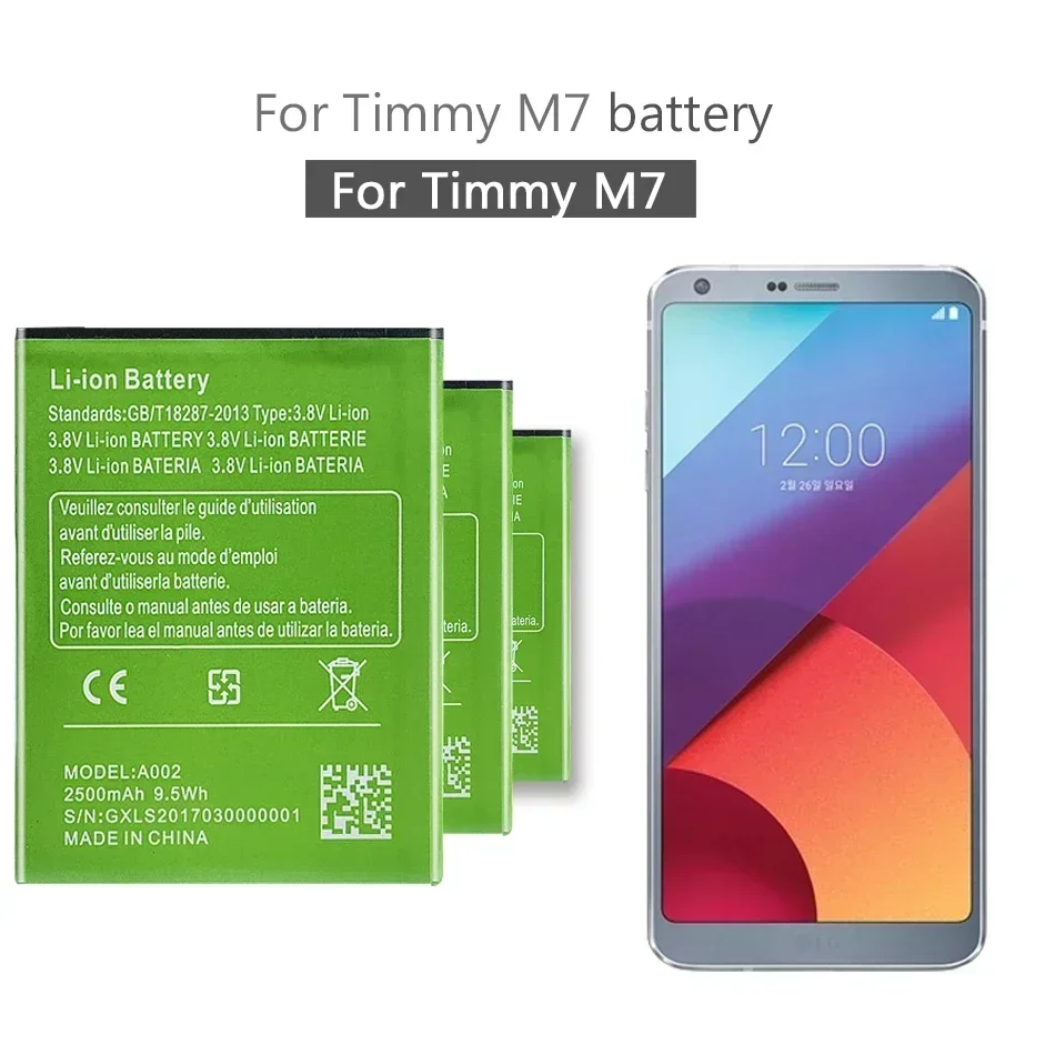 2500mAh Replacement Large Capacity Mobile Phone Batteries For TIMMY M7 A002 Octa Core MTK6592 5.5 Inch Smartphone Battery