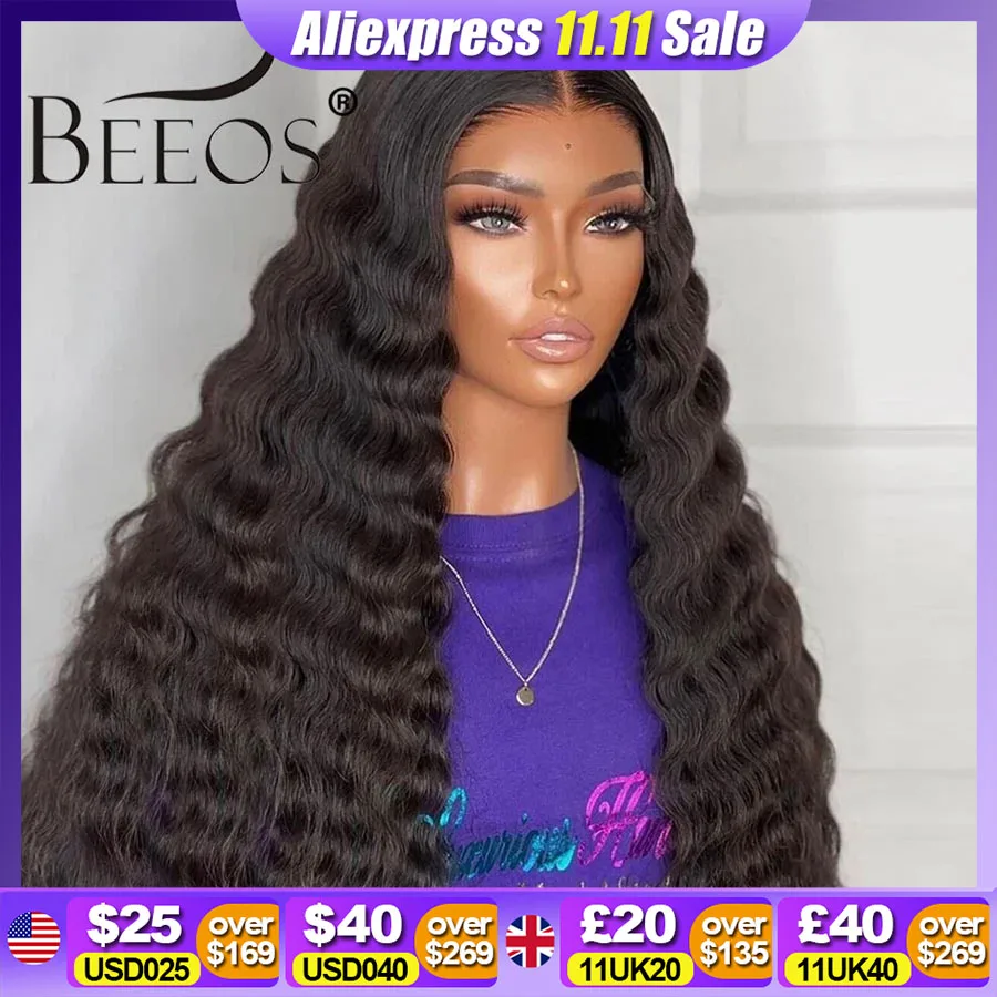 250% Glueless 13x6 HD Lace Frontal Human Hair Wigs Wear&Go Preplucked 5x5 HD Lace Closure Wig For Black Women Loose Deep Wave