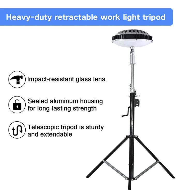 

New 300W Night Time Led Portable Tripod Work Light Tower Remote Area Lighting For Construction Site Emergency