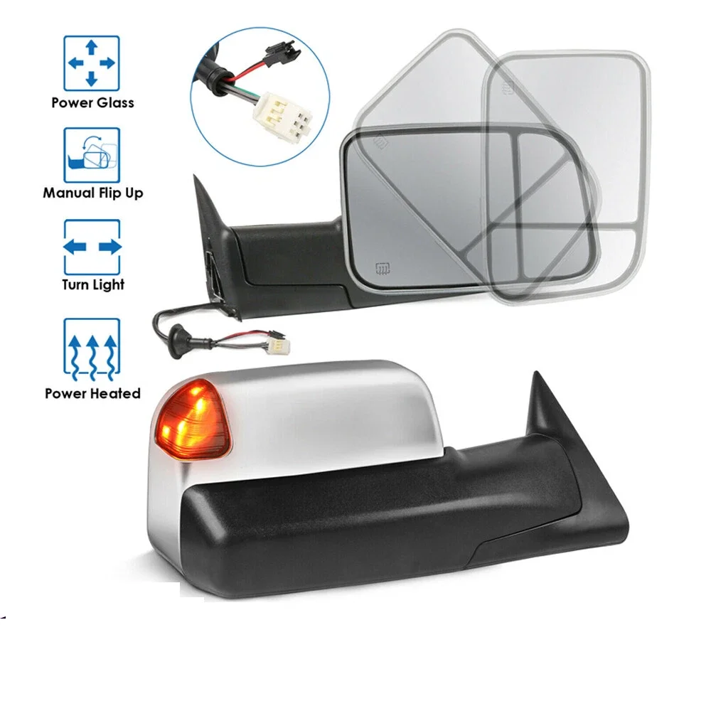 Power Heated Turn Signal Towing Mirrors For 2002-2008 Dodge Ram 1500 2500 3500 700 Turn Signal Light, Heated,Temperature Sensor