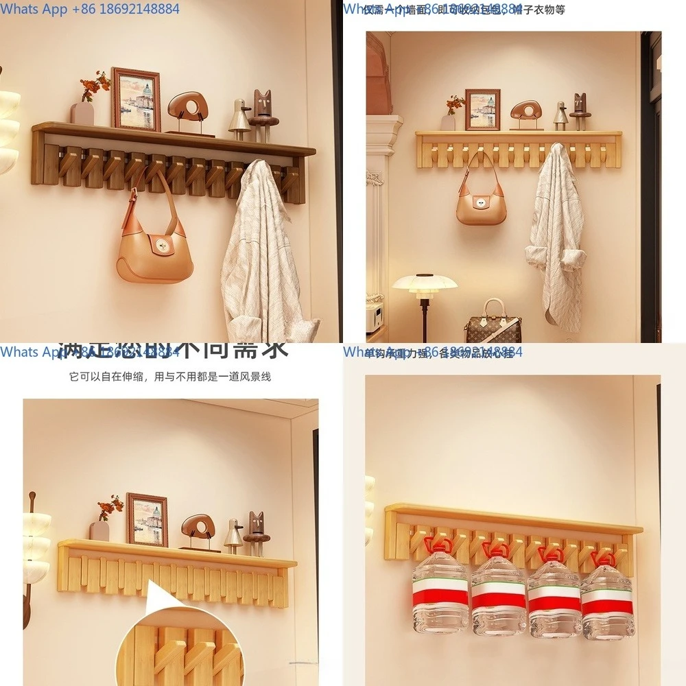 

Wooden Wall Mounted Coat Hook with Shelf for Bedroom Entryway Piano Key Design