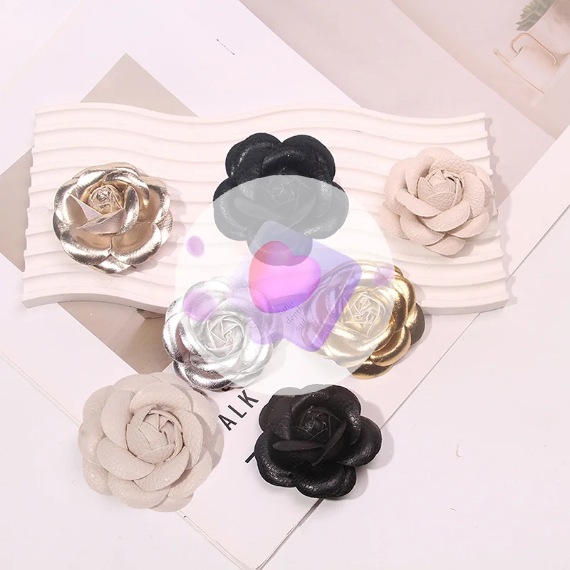 حار جلدية كاميليا دبابيس للنساء أنيقة كبيرة زهرة دبابيس وشاح مشبك مجوهرات الأزياء معطف اكسسوارات بروش #1