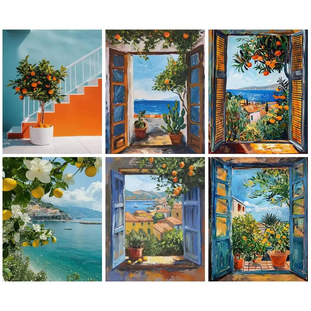 GATYZTORY Painting By Numbers Hand Painting Canvas Painting Door Scenery Crafts Gift Handiwork Art DIY Color by Number