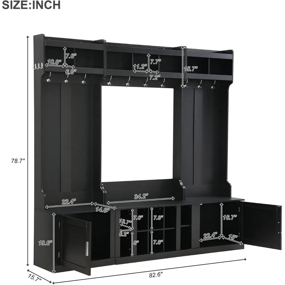 شجرة قاعة تخزين مع 10 خطافات ورف معطف المدخل وأثاث غرفة الطين على شكل مكعبات للأحذية #3