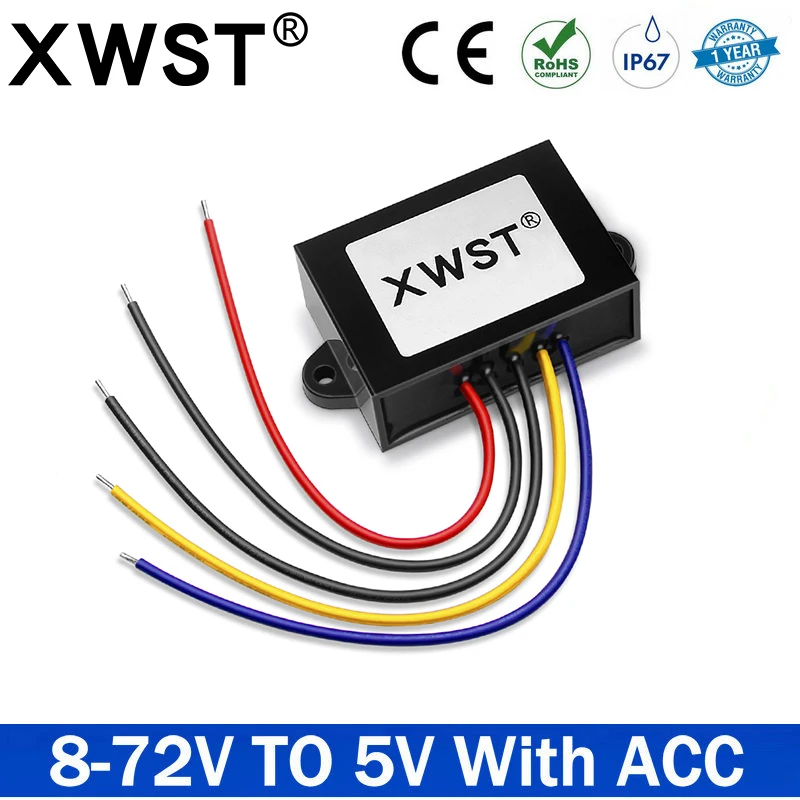 ACC Switch Control DC DC Converter 8V 12V 24V 36V 48V 60V 72V to 5V Step Down Inverter 5W 15W 25W Voltage Regulator Buck Module