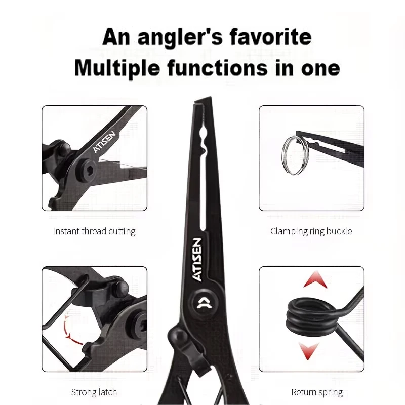 

Fishing Pliers with Fish Gripper Portable Multifunctional Line Cutter Hook Remover Split Ring Pliers for Outdoor Sea Lure