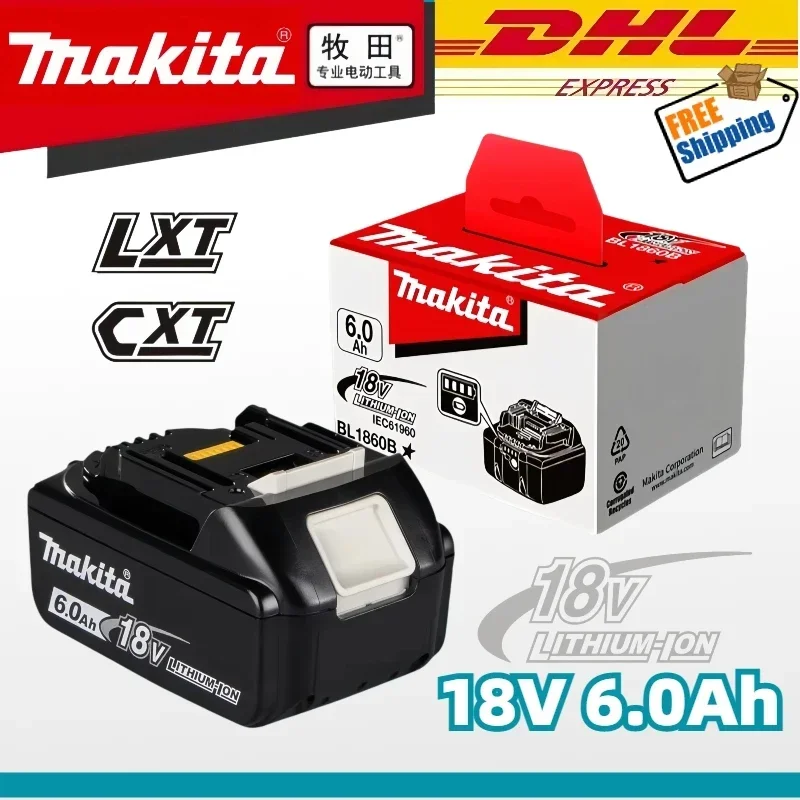 

Original 18V Makita 6A Rechargeable Power Tools Battery 18V makita with LED Li-ion Replacement LXT BL1860B BL1860 BL1850 Charger