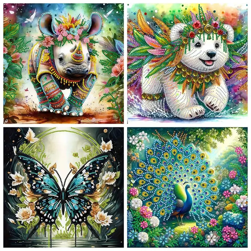 

PhotoCustom 5d Diy Animal Special Shape Crystal Artificial Diamond Partial Mosaic Handicraft For Beginners Wall Decor Art For Be