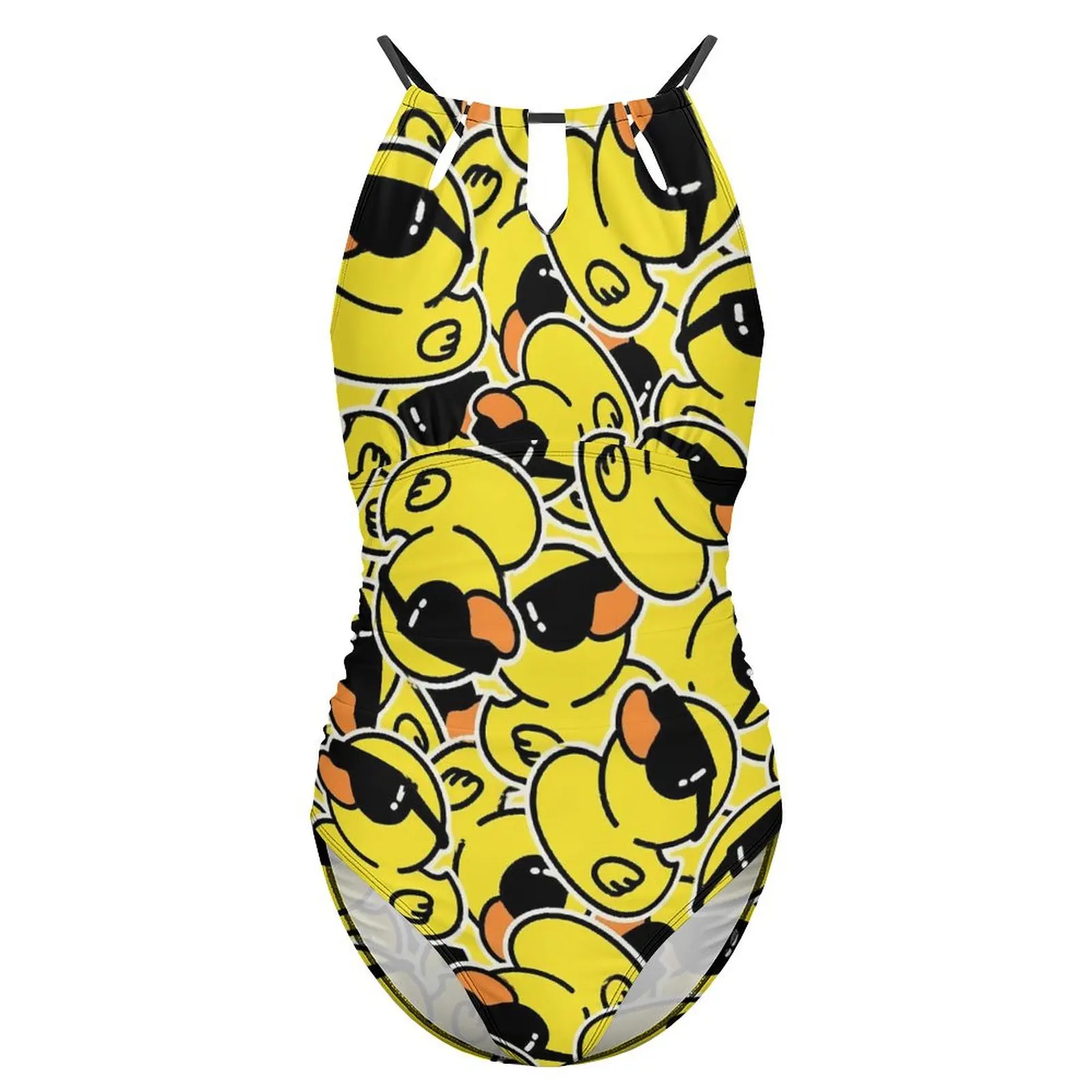 Cool Ducks Print Swimsuit Cute Ducklings One-Piece Swimwear Push Up Trend Monokini Sexy Holiday Pool Design Bodysuit