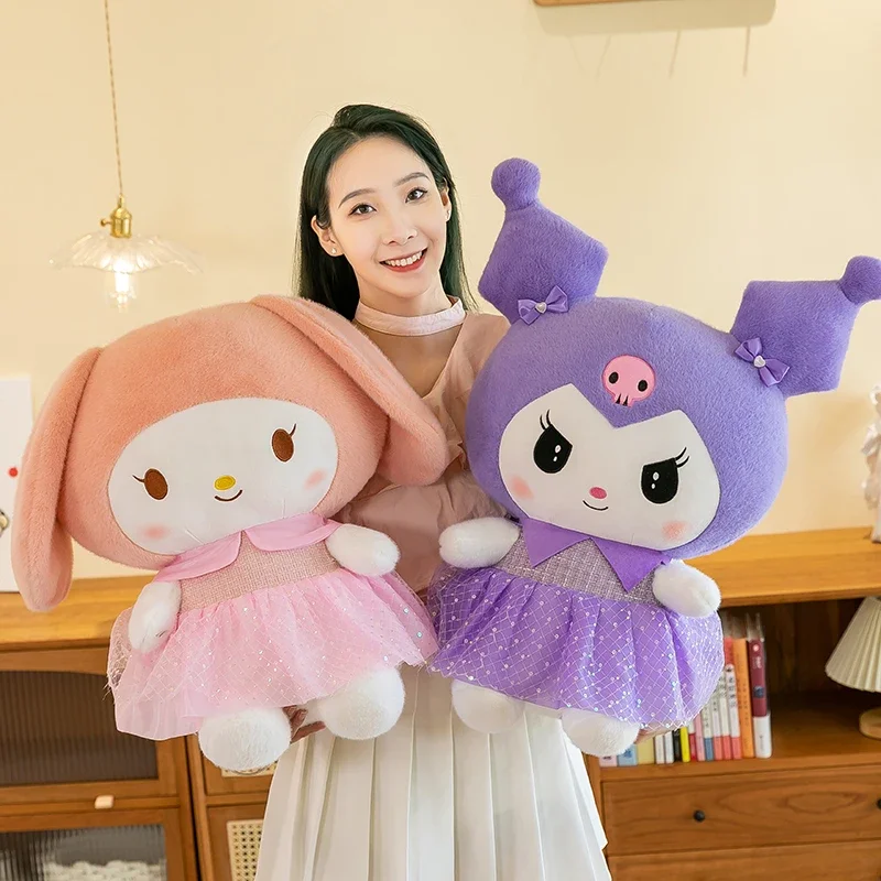 60cm Sanrio Big Size Kuromi Melody Plush Toys Pillow Anime Kawaii Stuffed Doll Sofa Cushion Girls Room Decoration Kids Xmas Gift