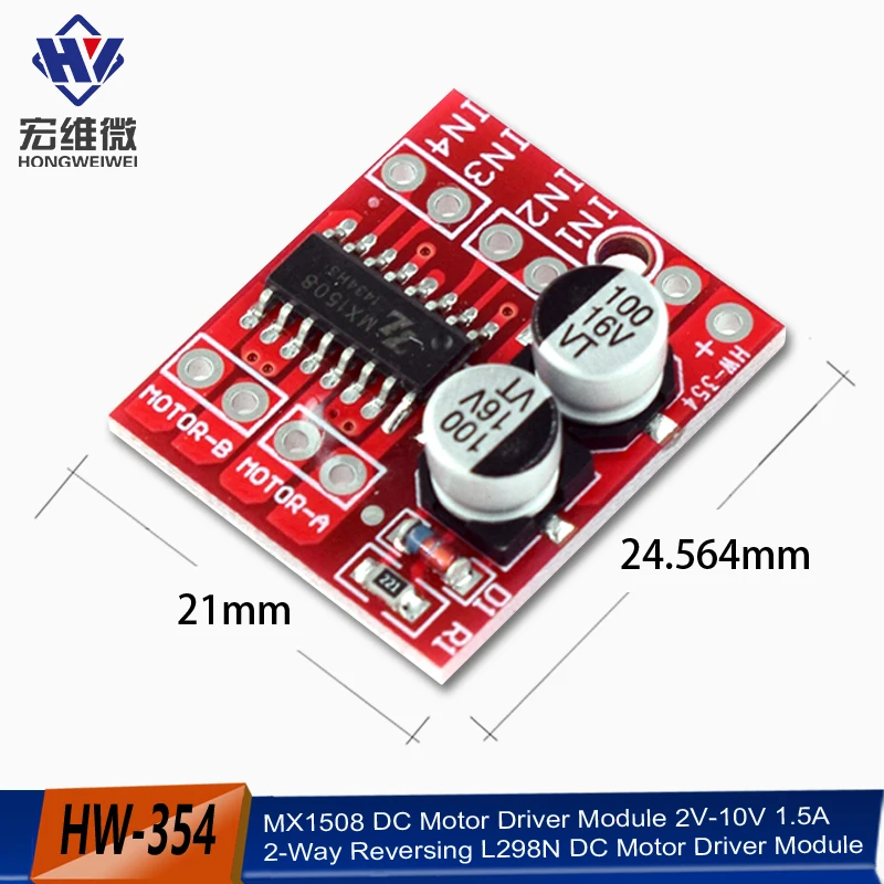 1-10PCS MX1508 DC Motor Driver Module 2V-10V 1.5A 2-Way Reversing PWM Speed Dual H Bridge Stepper Motor Driver Board L298N