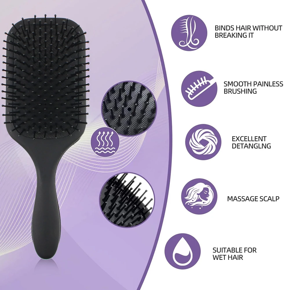 Gute ABS- und Nylon-Kissenbürste – Schwarz, glättende Volumen- und Kopfhautmassage – Haarpflege für den Salon zu Hause