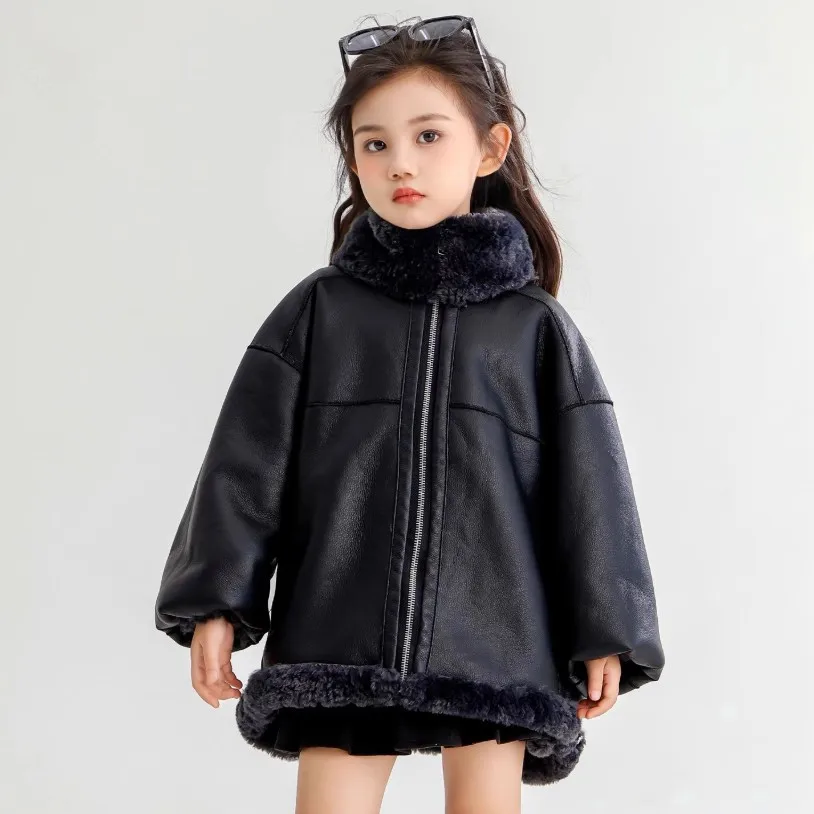 

Новая зимняя детская шуба из искусственного меха, мотоциклетная кожаная куртка из искусственного кашемира, шуба из ягненка A4801