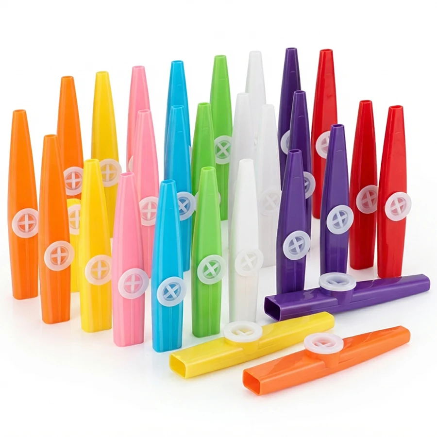 12pcs 11.5cm Plastic Kazoo - Vintage Classic Vocal Wind Instrument, Portable Music Production Background Accompaniment