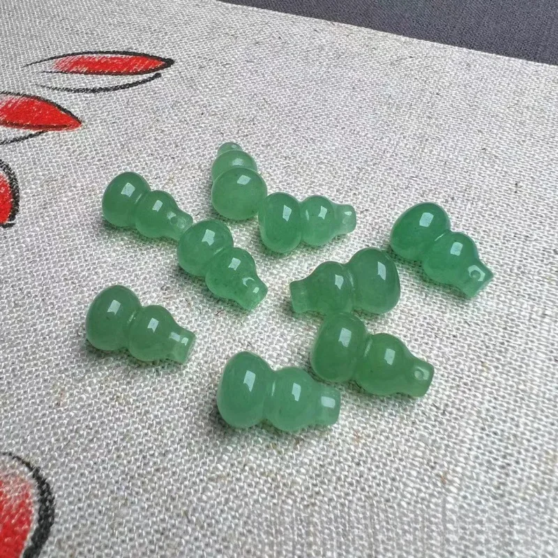 Natural Green Jade Gourd Beads For Jewelry Making Diy String Bracelet Necklace Charms Myanmar Jadeite Beaded Gourd Accessories