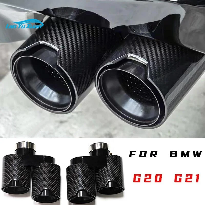 Sypes Quad Carbon Fiber Exhaust Tip For   G20 G21 330i 330d 330e Muffler Tip Exhaust System Exhaust Pipe 2.5'' Inch Tailpipe