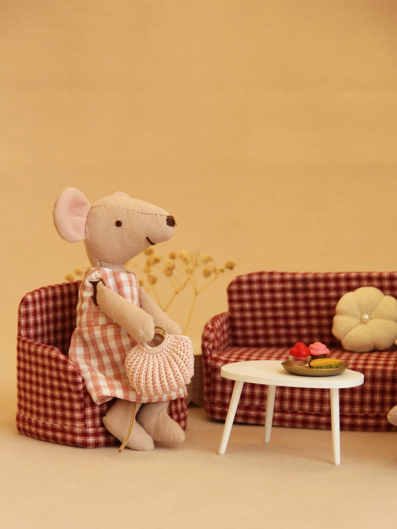 Miniaturmöbel 1:8-1:12 Stoff-Klappsofa geeignet für Mini-Hausdekoration – Detail 9