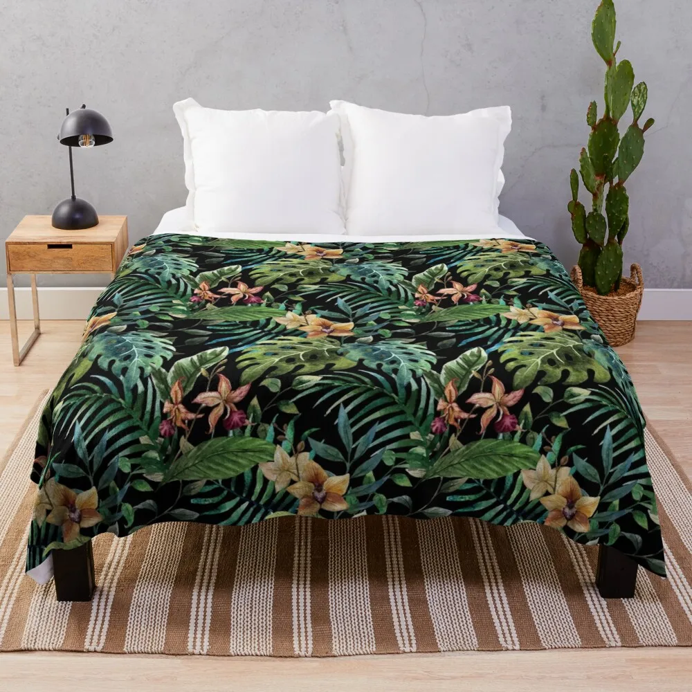 

Botanical Tropical Pattern Throw Blanket Plush Soft Big Thermal Furry Blankets