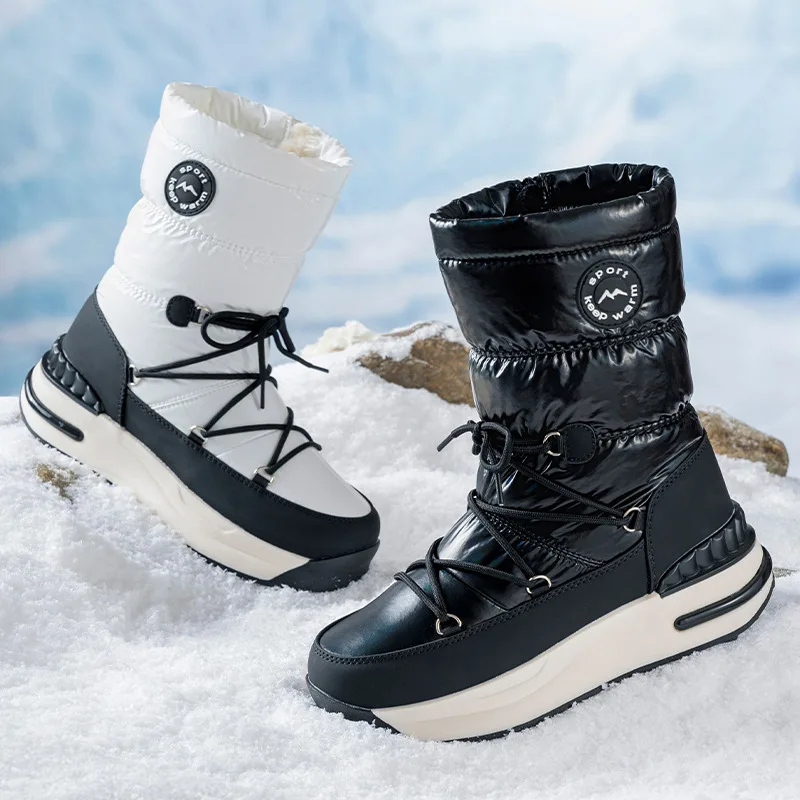 

Thick Soled Snow Boots Women Winter Velvet Thickened Warm Cotton Shoes Fashion Waterproof and Anti Slip Cotton Shoes Short Boots