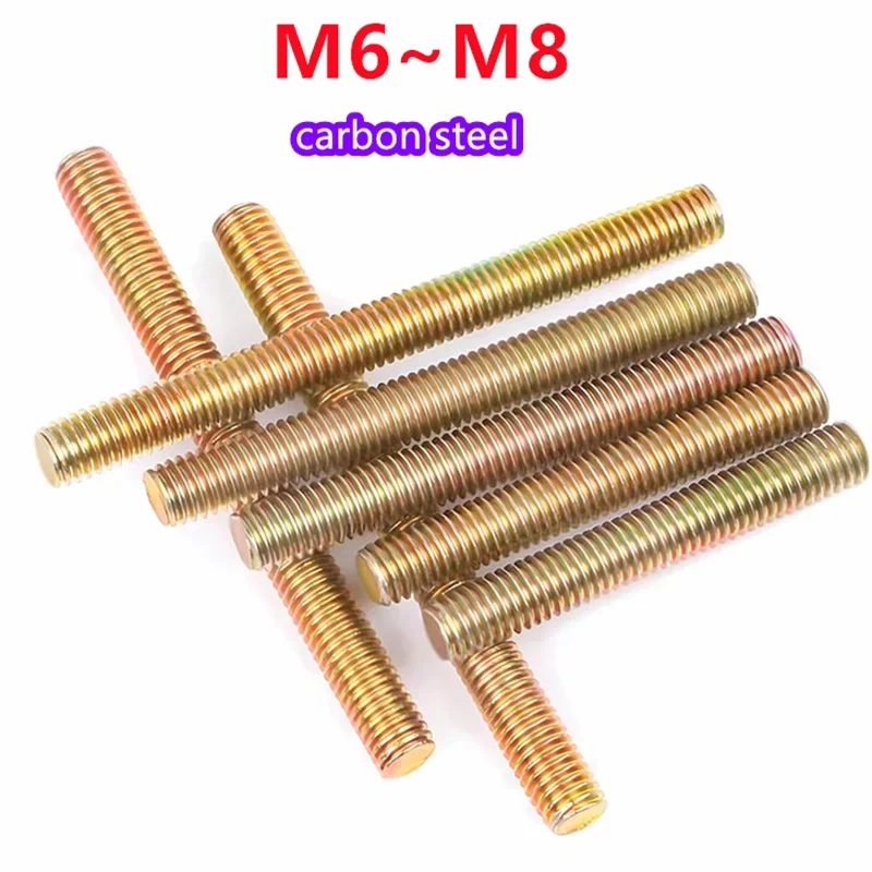 Carbon Steel Threaded Rods Metric Bolts Fully Threaded Spindle Rods Rod Bolts M6 M8 Length 25~140mm