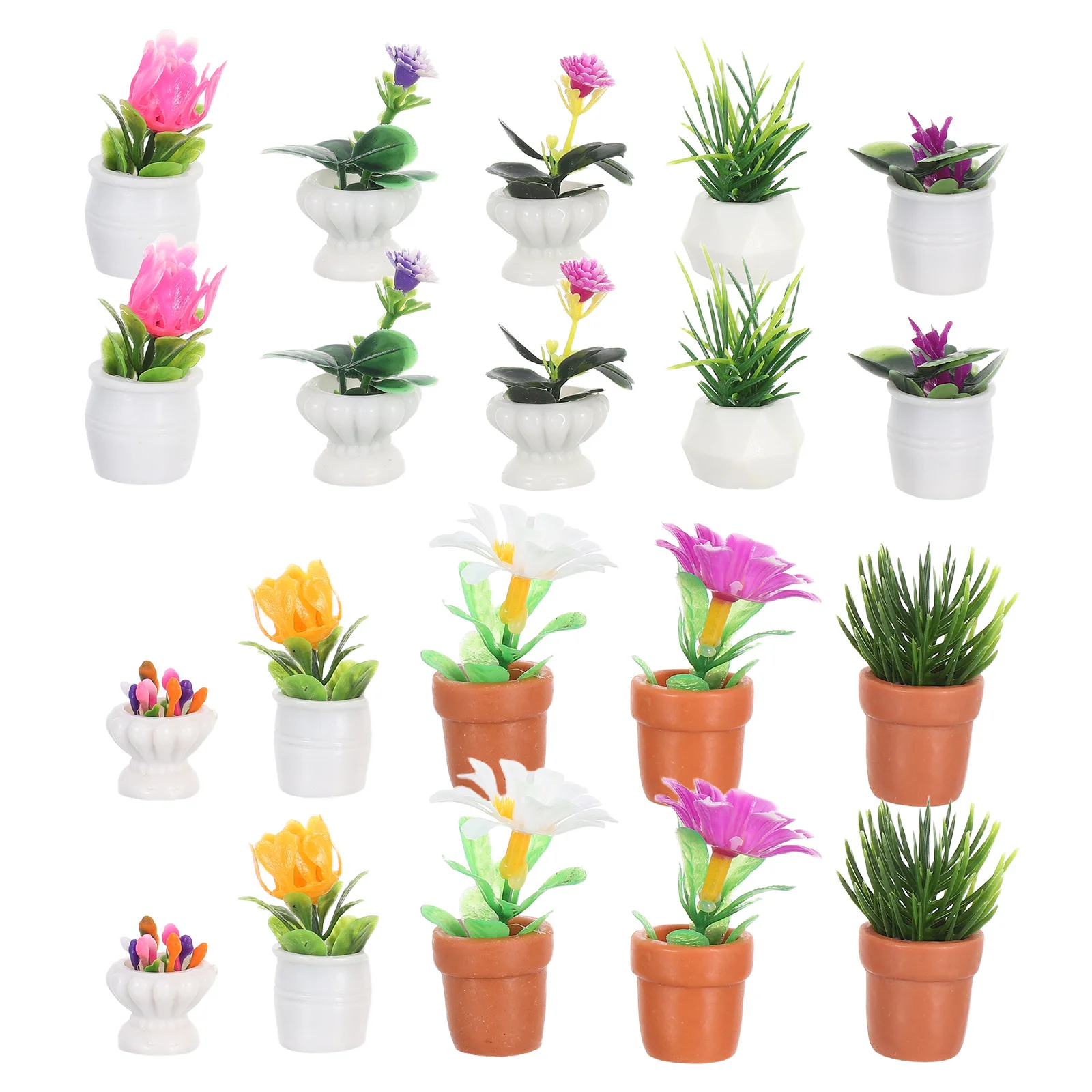 

20Pcs Miniature Artificial Potted Plants Realistic Small Fake Plants for Dollhouse Decor Micro Garden Accessories