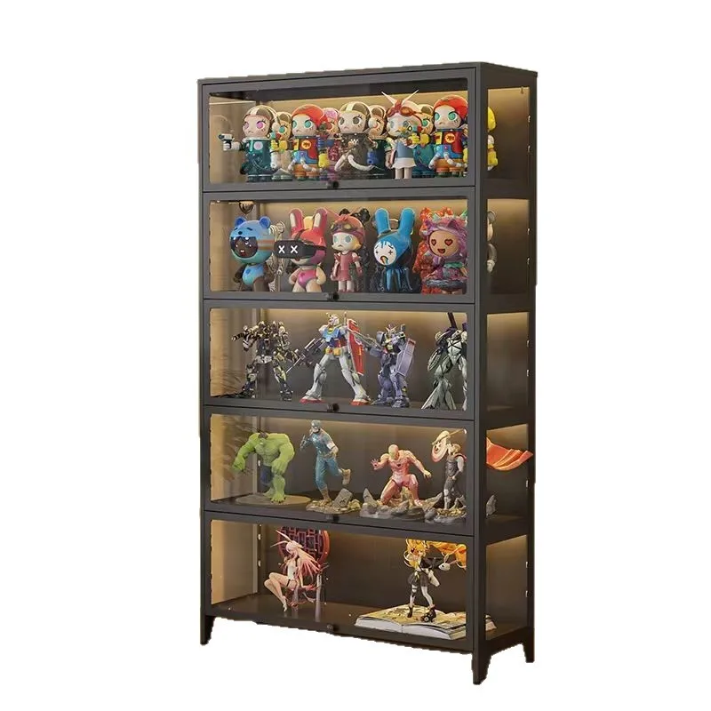 

Toy Iron display Transparent figureGlass door Household dustproof Lego model display cabinet Storage
