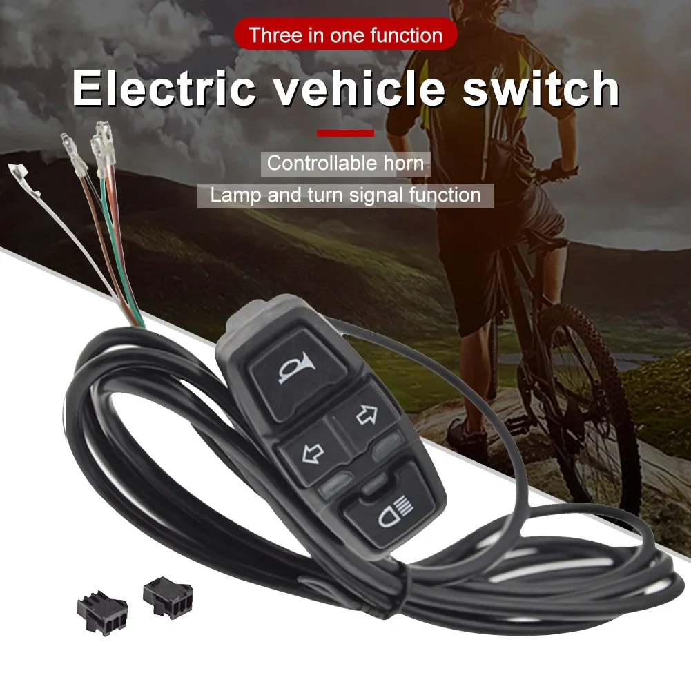 Electric Bike Front Rear Light Set Electric Bicycle Horn Headlight Switch Energy Saving Easy Installation Bicycle Accessories