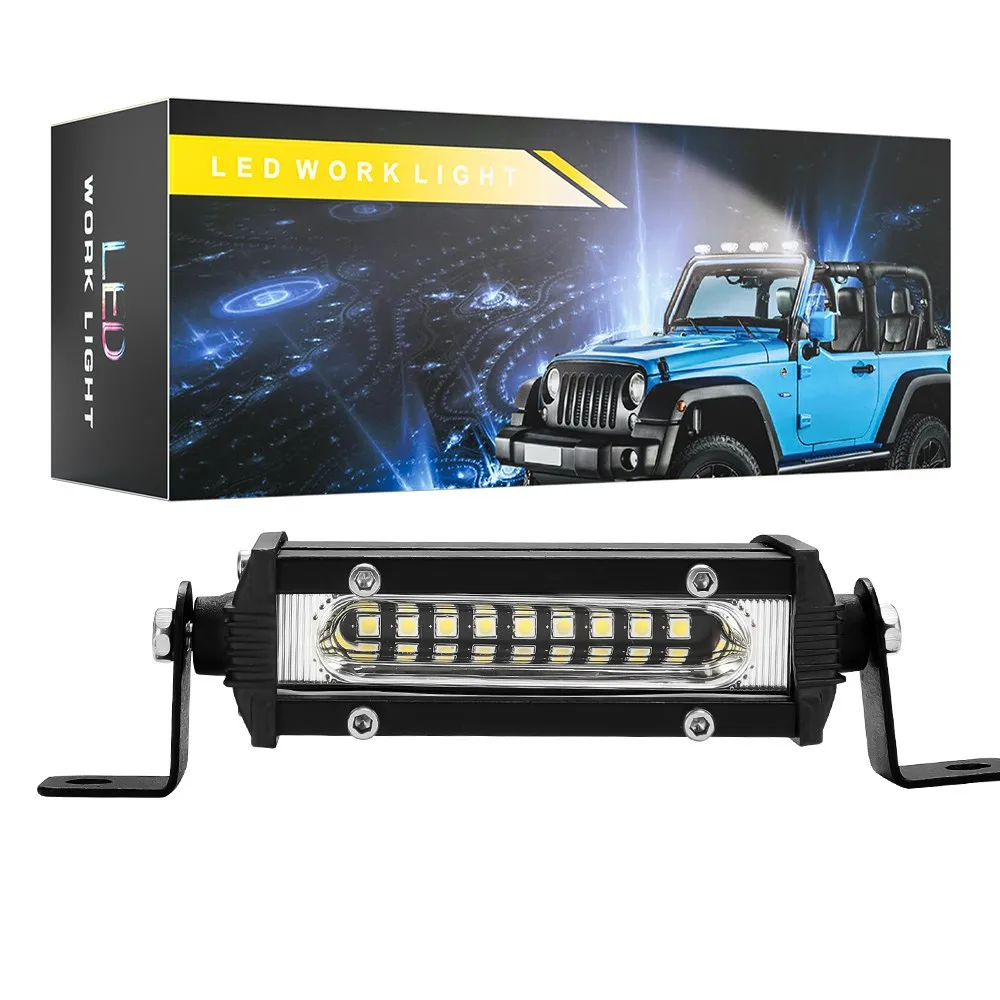 Car led spotlights modified net lights 9W small single row LED strip floodlights motorcycle floodlights