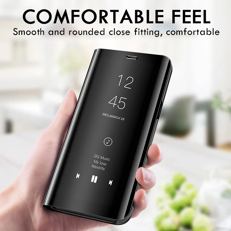 Inteligentne etui z klapką do Samsunga Galaxy Z Fold 7 Fold7 Zfold7, z powłoką lustrzaną, wykonane z tworzywa sztucznego i skóry PU, z funkcją podstawki, odporne na wstrząsy, z okienkiem podglądu. — zdjęcie produktu 2