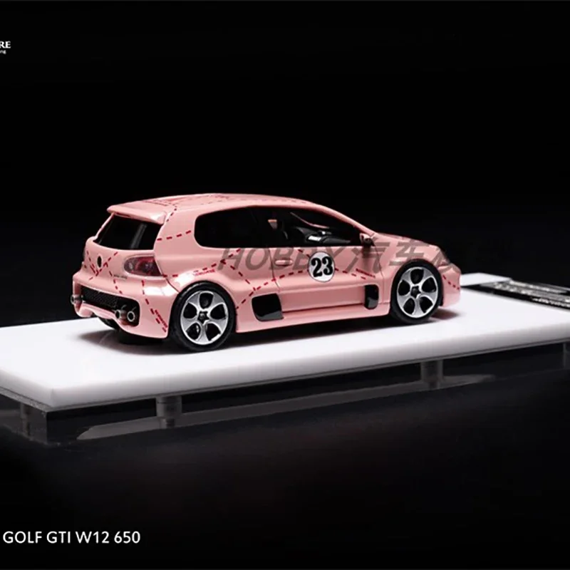 GOLF GTI W12 650 1/64 Resin Car Model Pink 23# Car length 7cm