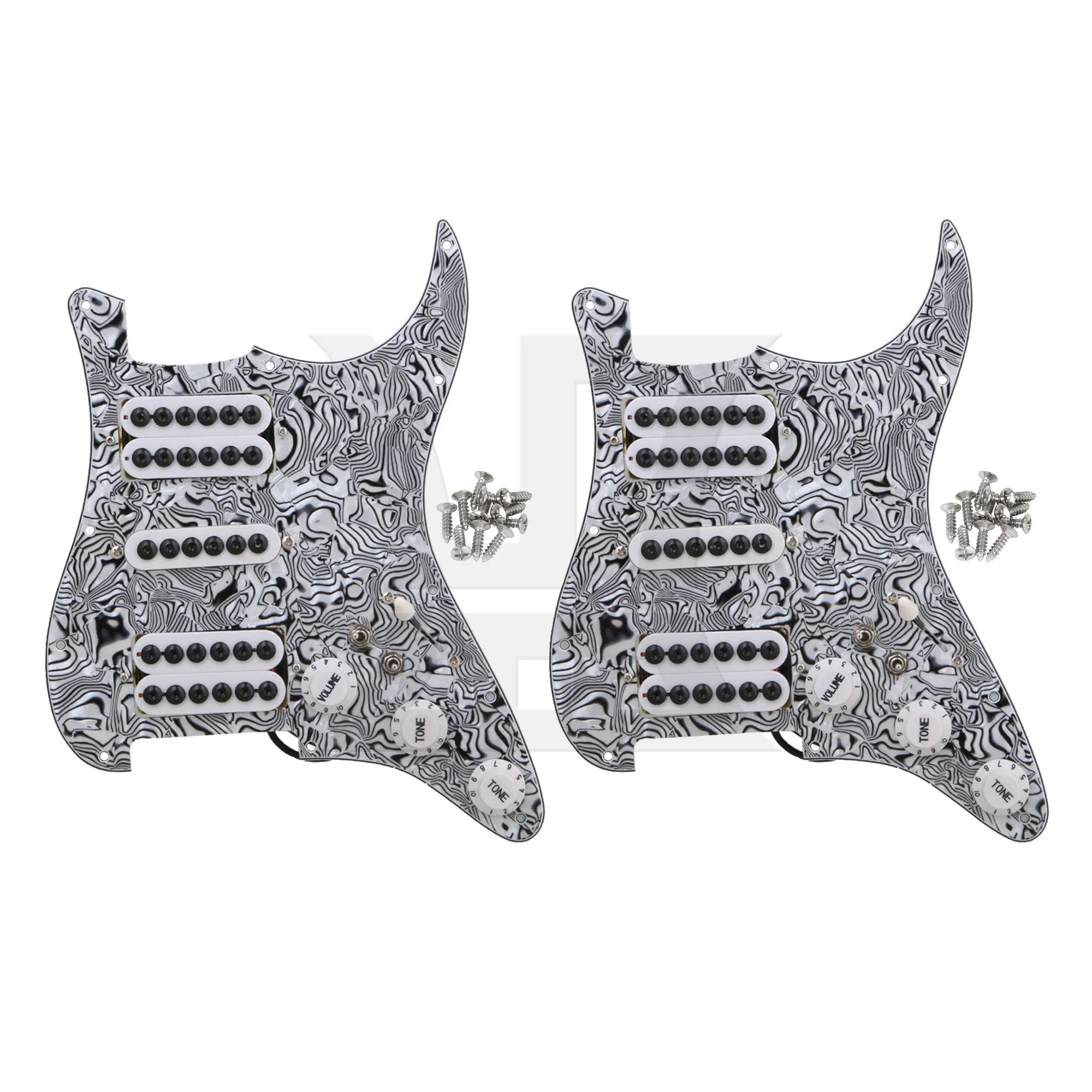 yibuy-2-uds-color-cebra-blanco-y-negro-3-capas-hsh-guitarra-electrica-cargada-pastilla-precableada-golpeador-para-guitarra-electrica