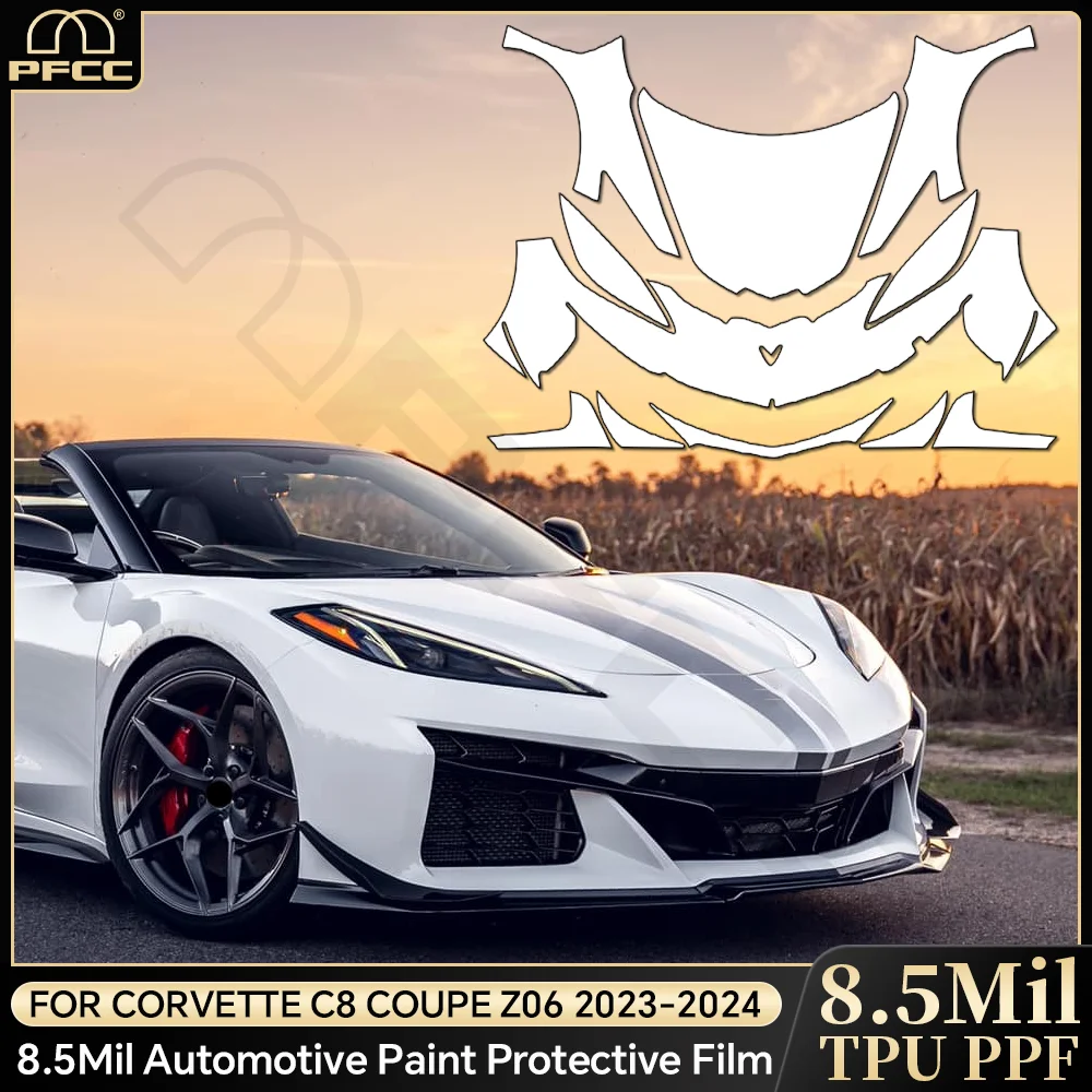 

For Corvette C8 Coupe Z06 2023 2024 TPU Anti-scratch Paint Protection Film Pre-cut PPF Clear Bra Resistant Invisible Repairable