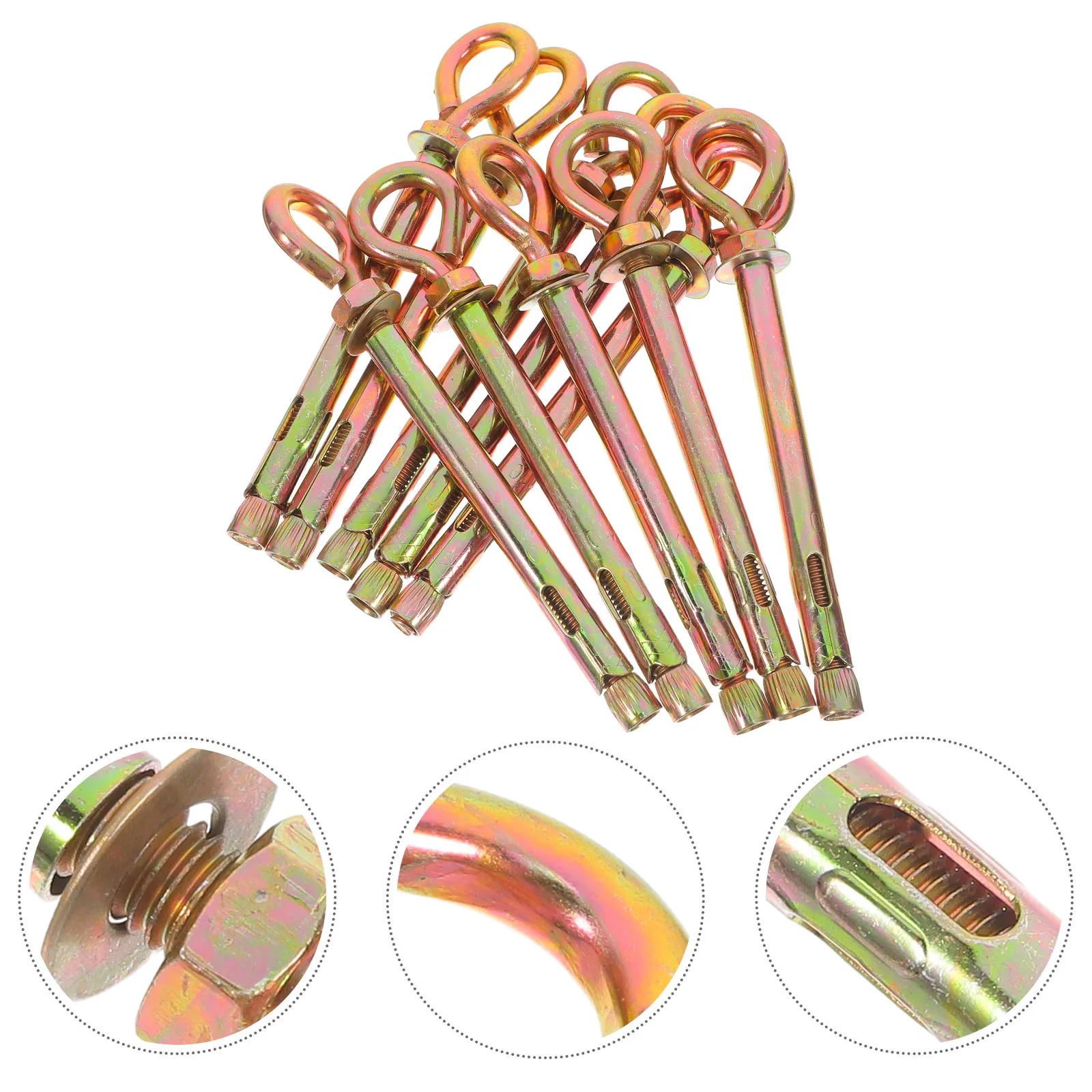 

10pcs Heavy Duty Zinc Plated Screw Ring Bolt Expansion Hook For Swing Concrete Wall Anchor Outdoor Hammock Mounting Hardware