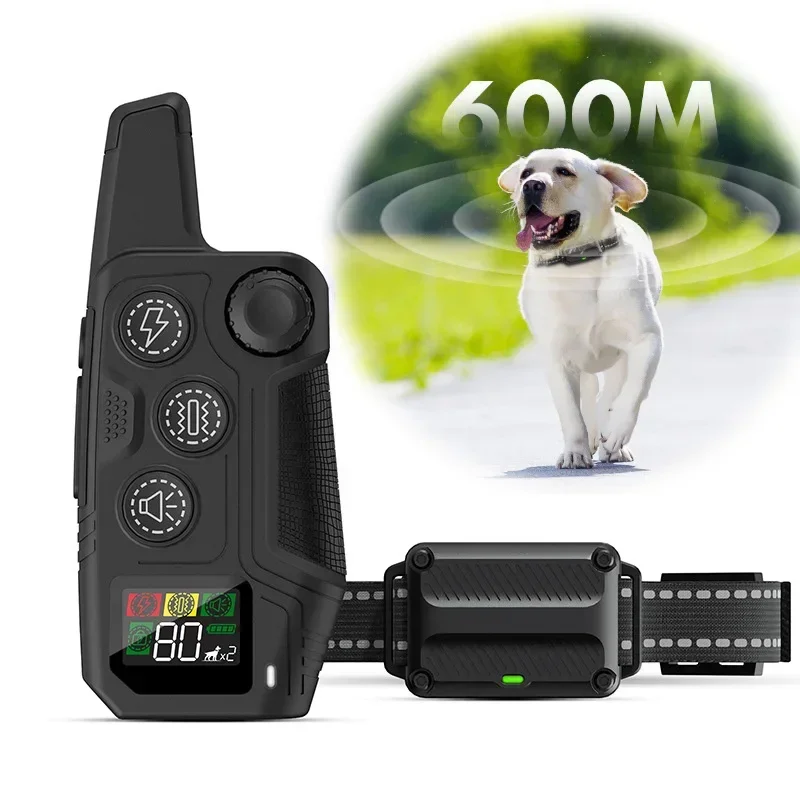 

New Pet Bark Stop Collar, 600M Electric Dog Training Collar with Remote, Waterproof Shock Vibration Sound Training Dog Collar